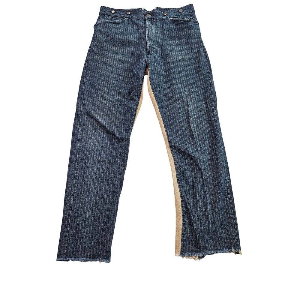 Frontier Classics Mens VTG Blue Pinstripe Western Duck Seat Workwear Pants Sz 36